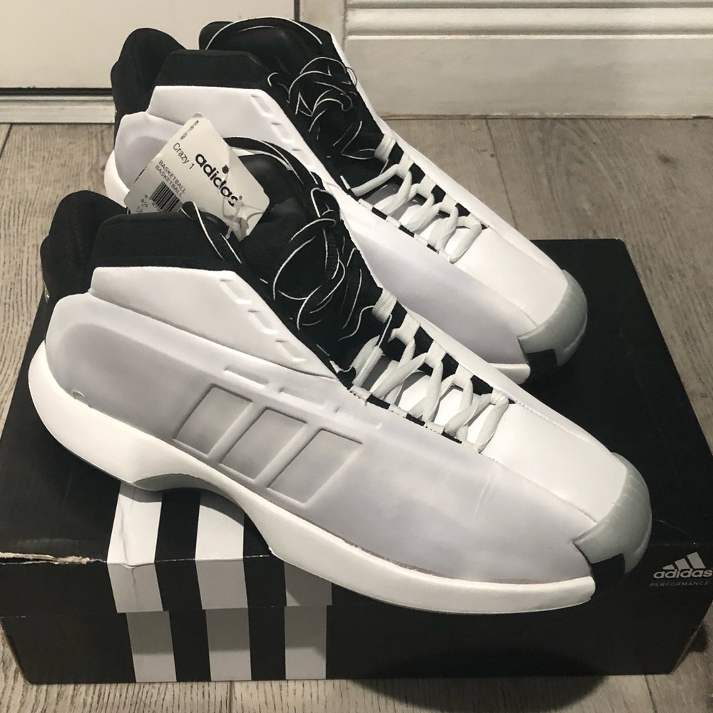 NIB Adidas Crazy 1 Stormtrooper D74179 Kobe Bryant Mens Size 10 White Sneakers
